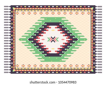 Rug with Native American traditional ornament. Vector illustration