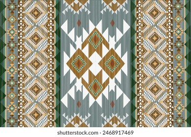 Rug Navajo tribal vector seamless pattern. Native American ornament. Ethnic South Western decor style. Ikat Boho geometric ornament. Vector seamless pattern. Mexican blanket, Woven carpet 