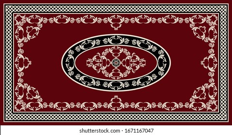 Rug pattern, baroque ornament rug.EPS10 Illustration.