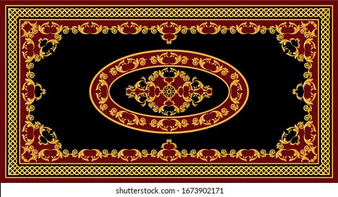 Rug pattern, baroque ornament rug.EPS10 Illustration.