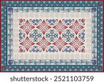 Rug pattern, carpet design Navajo Boho tribal texture,carpet pattern flora, motif,grometric. Rug design elegance, decor living dining room,bedroom. Rug pattern blanket, Woven carpet illustration.