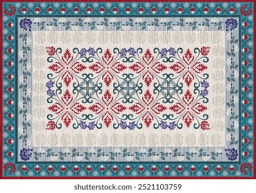 Padrão de tapete, design de tapete Navajo Boho textura tribal, padrão de tapete flora, motivo, grométrica. Design de tapete elegância, decoração sala de jantar, quarto. Cobertor padrão tapete, ilustração de tapete tecido.