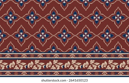 Rug pattern, carpet design Navajo Boho tribal texture,Damask flower carpet pattern, flora motif,grometric. Rug design elegance, decor living ,sarong,Rug pattern blanket, Woven carpet illustration.