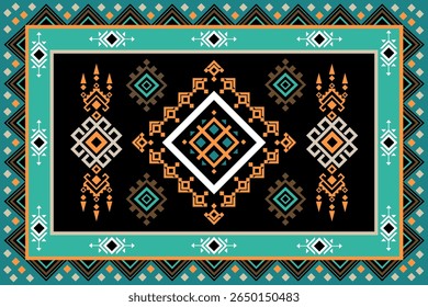 Motif de tapis. Motif de moquette.Motif Navajo Amérindienne Sud-Ouest style de décor ethnique. motif harmonieux d'Image vectorielle tribale. Ornement indien Ornement géométrique Boho, orientel, tapis, Tapis tissé.