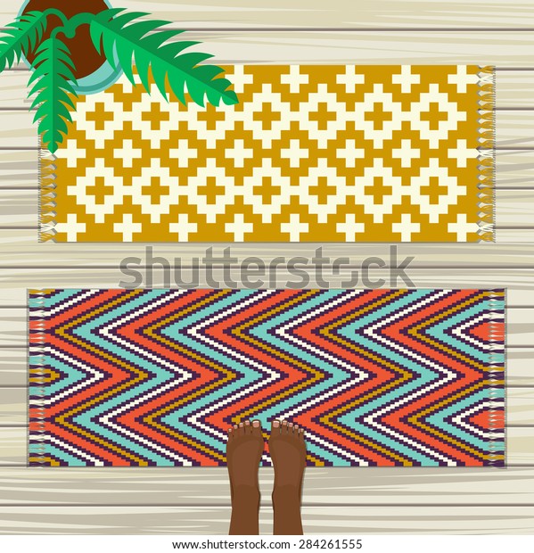 Rug Top View Stock Vector (Royalty Free) 284261555