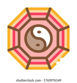 rug with yin yang pattern top view icon vector. rug with yin yang pattern top view sign. color symbol illustration
