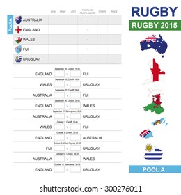 Rugby 2015, Pool A, Match Schedule, all matches, time and place. Australia, England, Wales, Fiji, Uruguay