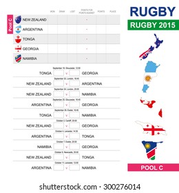 Rugby 2015, Pool C, Match Schedule, all matches, time and place. New Zealand, Argentina, Tonga, Georgia, Namibia