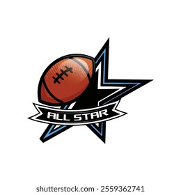 Rugby all star sports logo template concept design