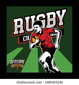 Rugby american badge logo sport With character man