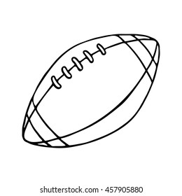 Rugby and American football ball. Outlined on white background.