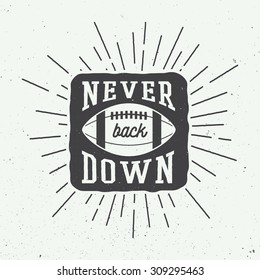 Rugby or american football ball with typography. Vector illustration with lettering