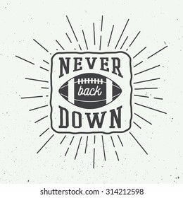 Rugby or american football ball with typography. Vector illustration with lettering