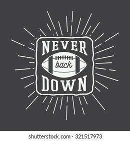 Rugby or american football ball with typography. Vector illustration with lettering