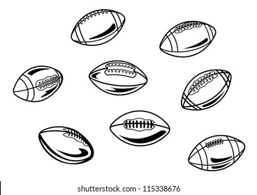 Rugby and american football balls set for sports design, such a logo template. Jpeg version also available in gallery