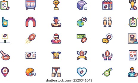 Rugby american football icons High-Quality Vector Icons Collection with Editable Stroke. Ideal for Professional and Creative Projects.