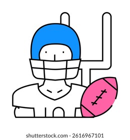 rugby american football line icon vector. rugby american football sign. isolated symbol illustration