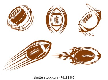 Rugby und American Football Symbole für Maskottchen oder Sportdesign, ein solches Logo. JPEG-Version auch in der Galerie verfügbar