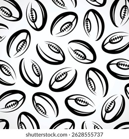 Rugby background, pattern set. Collection icons rugby. Vector