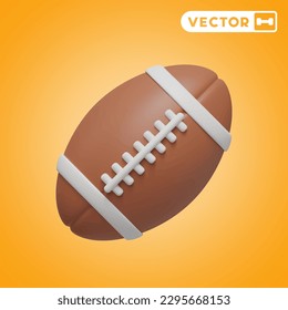 rugby ball 3D vector icon set, on a orange background