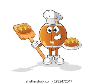rugby ball baker with bread cartoon. cartoon mascot vector