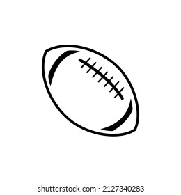 Rugby Ball Black Line Icon. American Football Symbol. Linear Outline Design. Flat Isolated Illustration On White For: Logo, Print, Sticker, Mobile, App, Banner, Web Design, Dev, Ui, Gui. Vector EPS 10