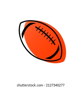 Rugby Ball Black Outline And Color Icon. American Football Symbol. Modern Design. Flat Isolated Illustration For: Logo, Print, Sticker, Mobile, App, Banner, Web Design, Dev, Ui, Gui. Vector EPS 10