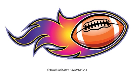 Rugby ball in burning fire flame American football ball vector art car vinyl sticker motorcycle truck decal