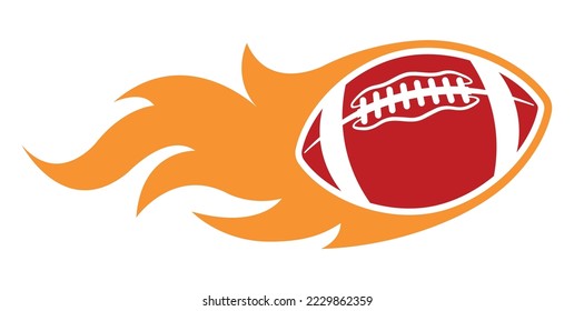 Rugby ball in burning fire flame American football ball vector art car vinyl sticker motorcycle truck decal