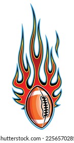 Rugby ball in burning fire flame American football ball vector art car vinyl sticker motorcycle truck decal.