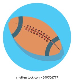 rugby ball circle icon with shadow