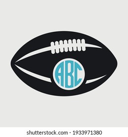 Rugby Ball Circle Monogram Printable Vector Design 