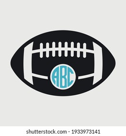 Rugby Ball Circle Monogram Printable Vector Design 