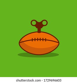 Rugby ball with clockwork key logo