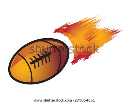 Rugby Ball Covered in Flames