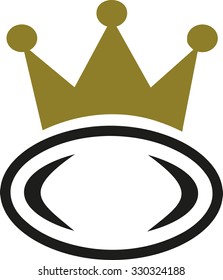 Rugby ball with crown