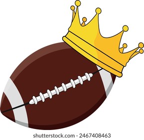 Rugby ball and crown. isolated vector icon. Sports equipment, healthy lifestyle, fitness activity vector illustration.