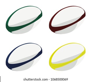 rugby ball different color set