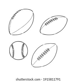 rugby ball in doodle style. rugby ball, vector sketch illustration