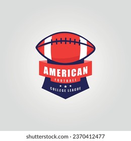 rugby ball emblem logo design, American football vector illustration, college rugby football league