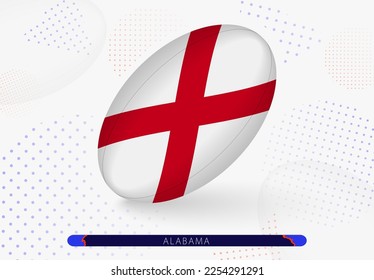 Rugby ball with the flag of Alabama on it. Equipment for rugby team of Alabama. Vector sport illustration.