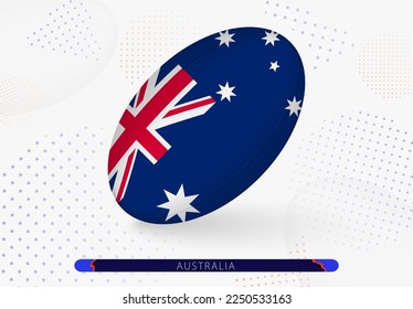 Rugby ball with the flag of Australia on it. Equipment for rugby team of Australia. Vector sport illustration.