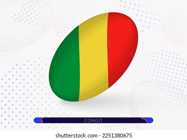 Rugby ball with the flag of Congo on it. Equipment for rugby team of Congo. Vector sport illustration.