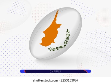 Rugby ball with the flag of Cyprus on it. Equipment for rugby team of Cyprus. Vector sport illustration.