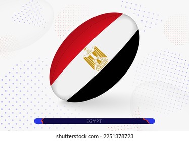 Rugby ball with the flag of Egypt on it. Equipment for rugby team of Egypt. Vector sport illustration.