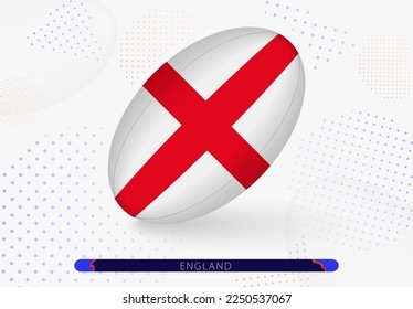 Rugby ball with the flag of England on it. Equipment for rugby team of England. Vector sport illustration.