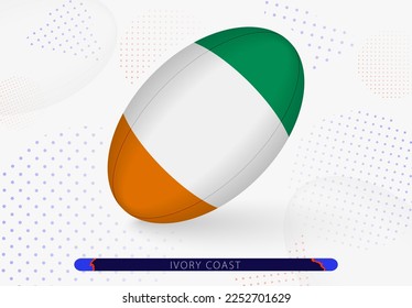 Rugby ball with the flag of Ivory Coast on it. Equipment for rugby team of Ivory Coast. Vector sport illustration.