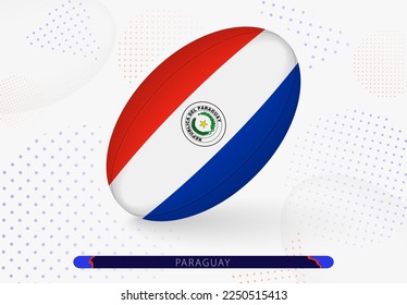 Rugby ball with the flag of Paraguay on it. Equipment for rugby team of Paraguay. Vector sport illustration.