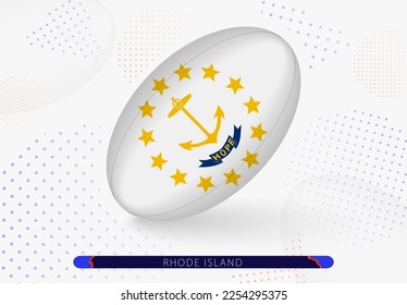 Rugby ball with the flag of Rhode Island on it. Equipment for rugby team of Rhode Island. Vector sport illustration.