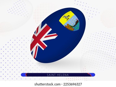 Rugby ball with the flag of Saint Helena on it. Equipment for rugby team of Saint Helena. Vector sport illustration.